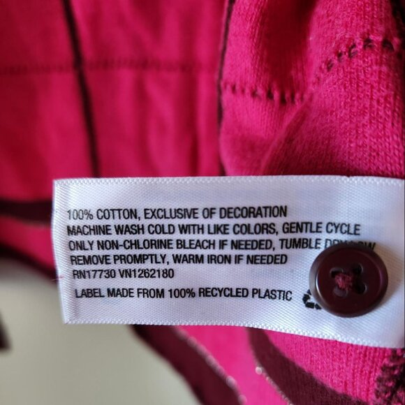 A NEW DAY Y2k vintage Burgundy Pink Checkered Cardigan Sz M 100% cotton preppy - Picture 6 of 8